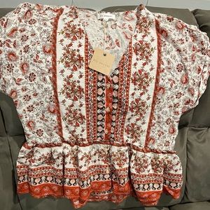 Blu Pepper Paisley Blouse, Size Large